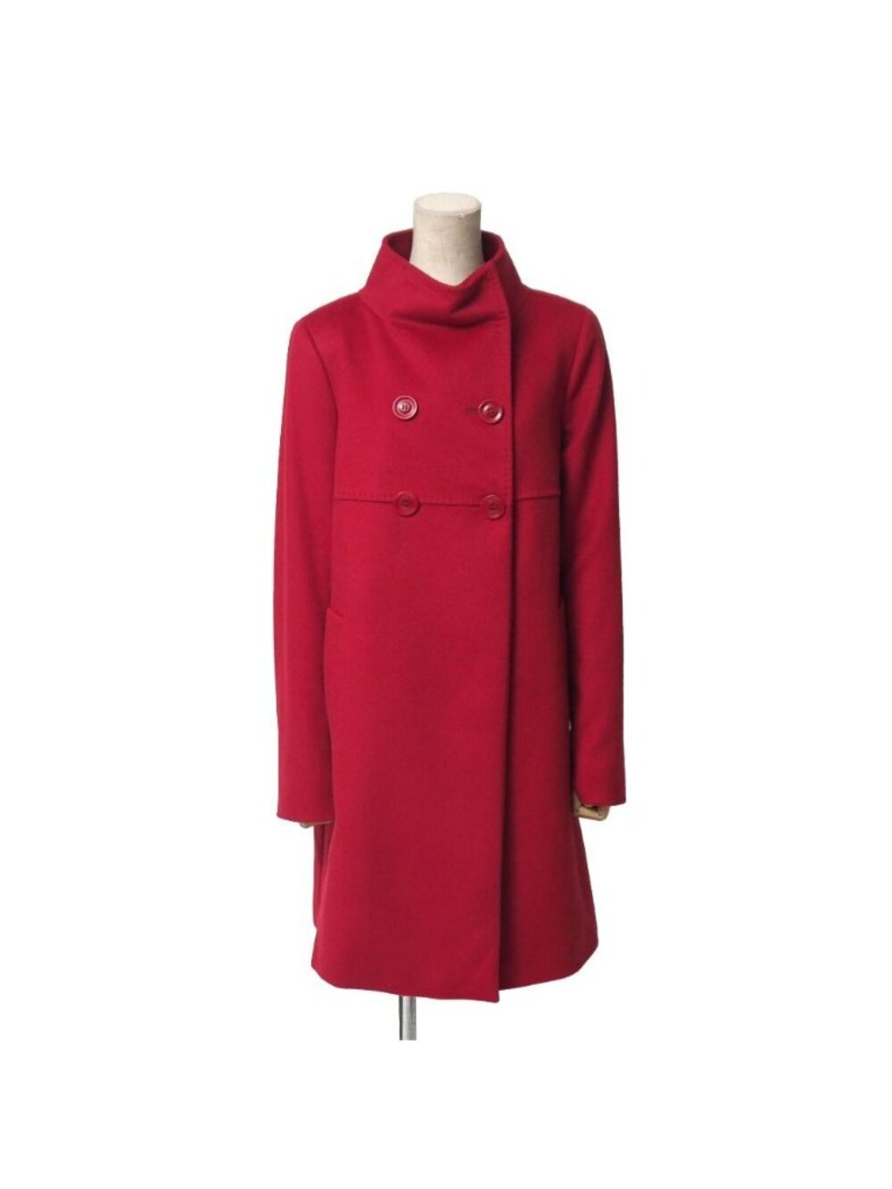 Max Mara Studio Coat 42 Stand Color Double Breasted Wool Long